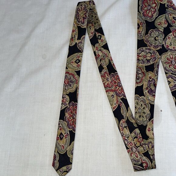 Talbott Studio Dress Tie Mens Size 58" Black Beige Floral 100% Silk Designer US - Picture 12 of 12